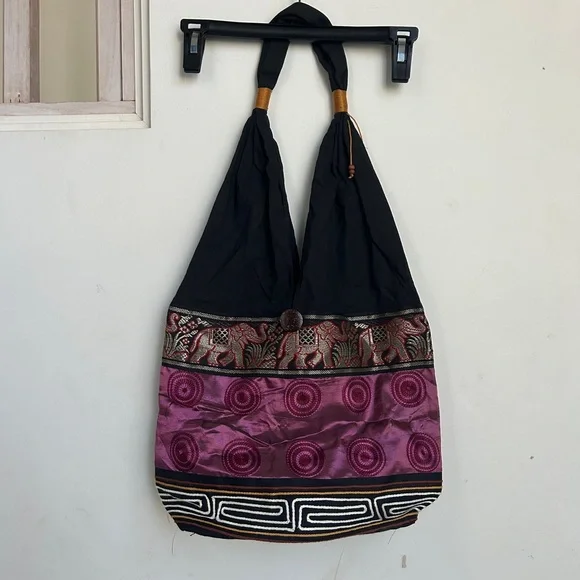 Boho Embroidered Elephant Bag Tote Hobo Satchel - Picture 4 of 4